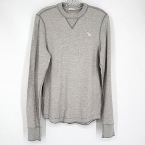 Y2K Abercrombie & Fitch Muscle Fit Long Sleeve‎ Shirt Heather Grey Cotton L